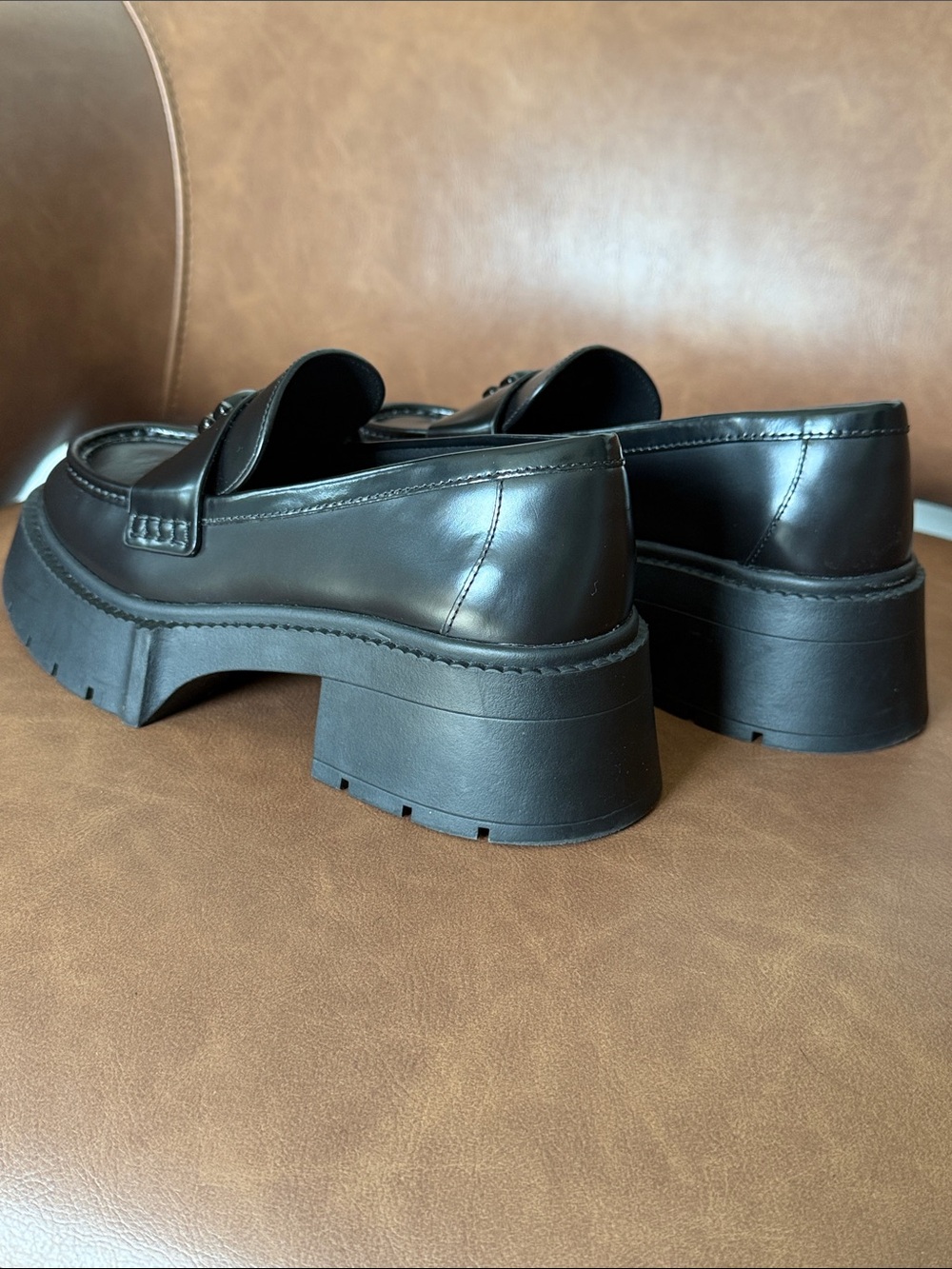 Coach Leah Black Chunky Platform Loafers - Picture 3 of 4
